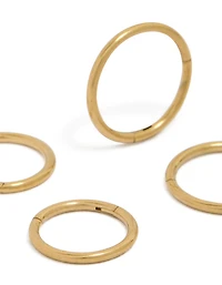 Mens Waterproof Gold Plated Stainless Steel Mixed Size Sleeper Earrings 2-Pack