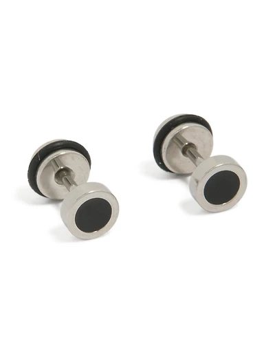 Mens Waterproof Black Coated Stainless Steel Round Flat Back Studs