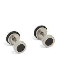 Mens Waterproof Black Coated Stainless Steel  Round Flat Back Studs