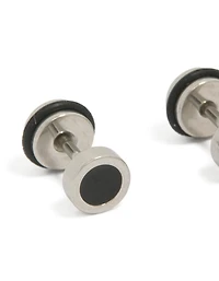 Mens Waterproof Black Coated Stainless Steel  Round Flat Back Studs