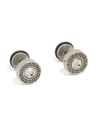 Mens Waterproof Stainless Steel Round Cubic Zirconia Flat Back Studs