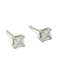 Boucles d'oreilles puces carrées miniatures en acier inoxydable étanche pour hommes avec zircon cubique