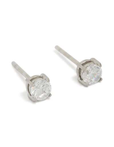 Mens Waterproof Stainless Steel Mini Round Cubic Zirconia Stud Earrings
