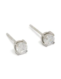 Mens Waterproof Stainless Steel Mini Round Cubic Zirconia Stud Earrings