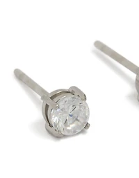 Mens Waterproof Stainless Steel Mini Round Cubic Zirconia Stud Earrings