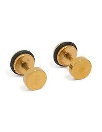 Mens Waterproof Gold Plated Stainless Steel Round Flat Back Studs