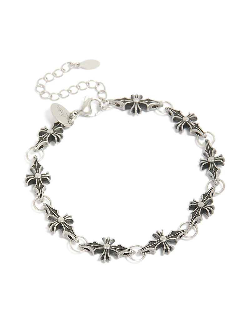 Mens Waterproof Stainless Steel Cross Link Bracelet