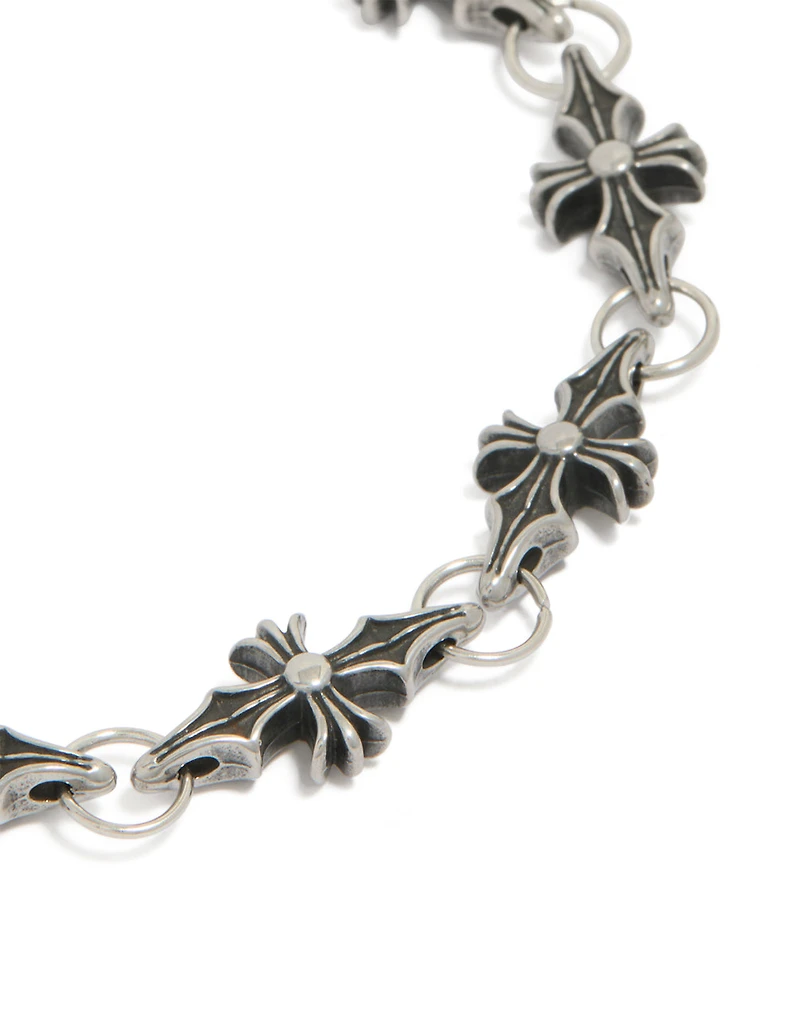 Mens Waterproof Stainless Steel Cross Link Bracelet