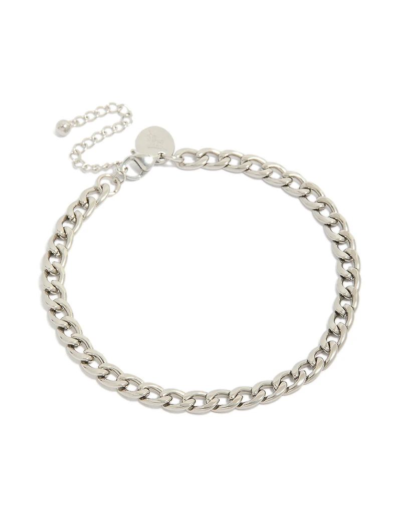 Mens Waterproof Stainless Steel Classic Curb Chain Bracelet