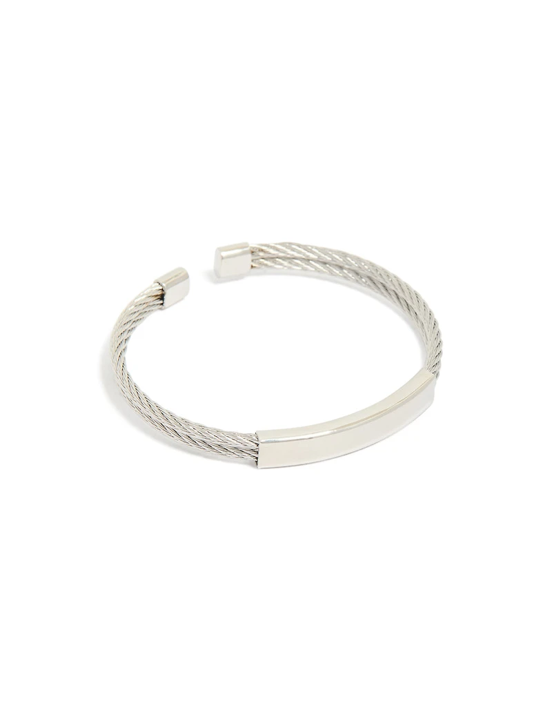 Mens Waterproof Stainless Steel Twin Wire Twisted Cuff