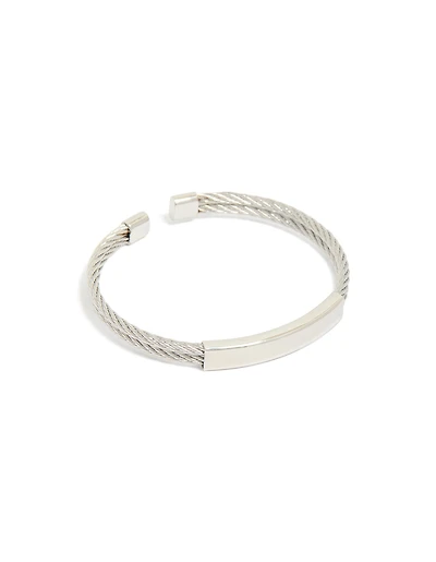 Mens Waterproof Stainless Steel Twin Wire Twisted Cuff