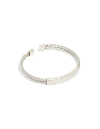 Mens Waterproof Stainless Steel Twin Wire Twisted Cuff