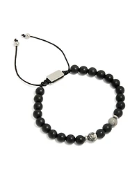 Mens Waterproof Stainless Steel Black Beaded Toggle Bracelet