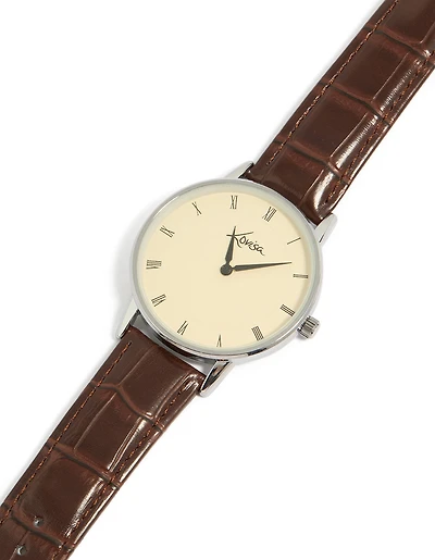 Mens Vintage Snake Skin Style PU Leather Watch