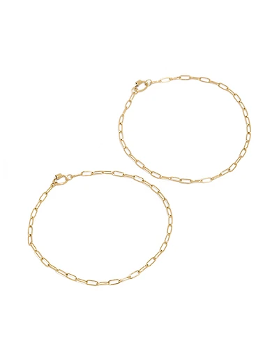 Waterproof Gold Plated Surgical Steel Paperclip Permanent Bracelets 2 Pack