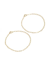 Waterproof Gold Plated Surgical Steel Paperclip Permanent Bracelets 2 Pack
