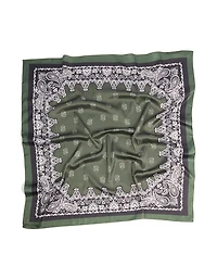 Écharpe en tissu vert olive avec motif cachemire décoratif