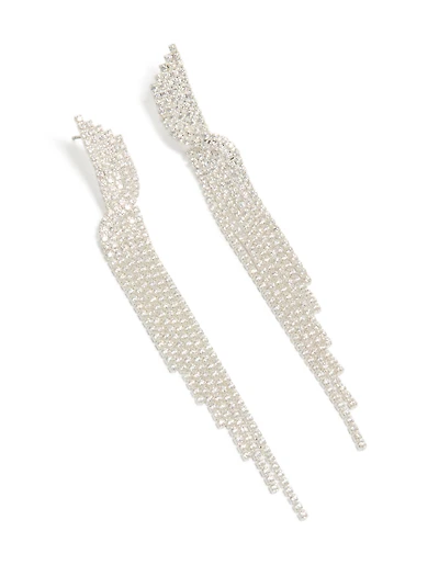 Silver Cubic Zirconia Cupchain Drop Earrings