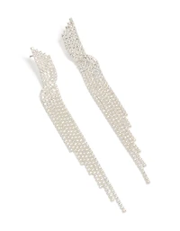 Silver Cubic Zirconia Cupchain Drop Earrings