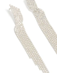 Silver Cubic Zirconia Cupchain Drop Earrings