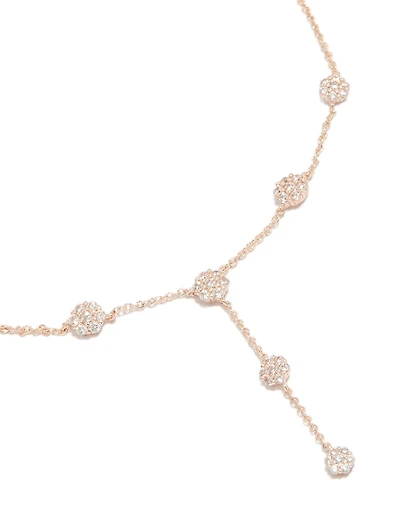 Rose Gold Cubic Zirconia Mini Floral Y-Necklace