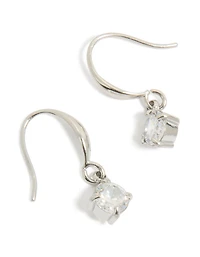 Waterproof Stainless Steel Sleek Round Cubic Zirconia Drop Earrings