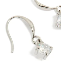 Waterproof Stainless Steel Sleek Round Cubic Zirconia Drop Earrings