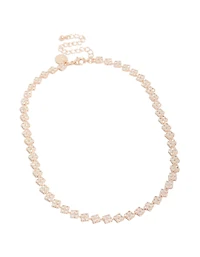Collier à fleurs en zircon cubique plaqué or rose