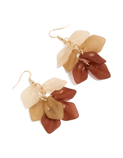 Boucles d'oreilles pendantes en forme de pétales brun doré