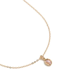 Collier pendentif rond en diamant rose et or