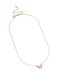 Rose Gold Dainty Diamante Bow Pendant Necklace