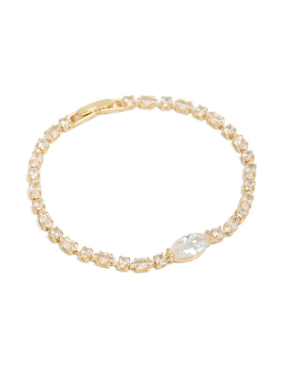 Gold Plated Cubic Zirconia Chunky Tennis Bracelet