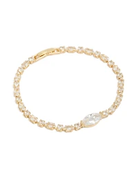 Gold Plated Cubic Zirconia Chunky Tennis Bracelet