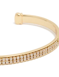 Gold Plated Cubic Zirconia Flat Bezel Set Wrist Cuff