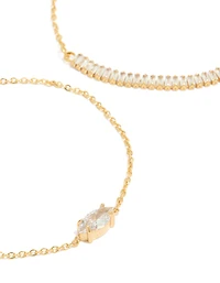 Gold Plated Cubic Zirconia Marquise Baguette Bracelets Pack