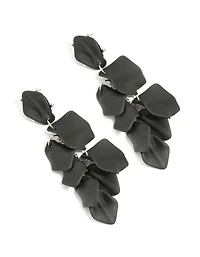 Black Coated Metal Petal Drop Earrings