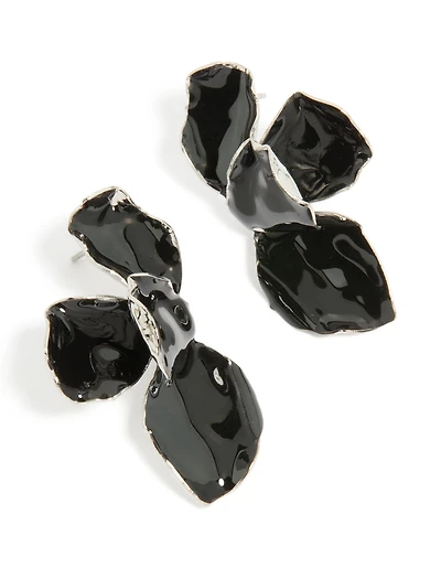 Boucles d'oreilles pendantes en métal noir, mini pétales