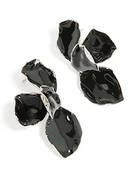 Boucles d'oreilles pendantes en métal noir, mini pétales