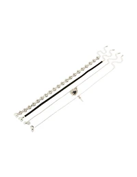 Silver Heart & Dagger Choker Necklaces Pack