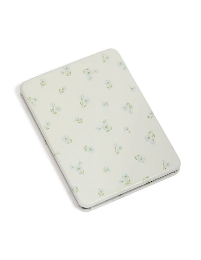 White Blue Bow Printed Rectangle Compact Mirror