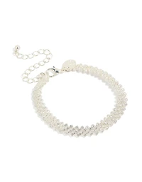 Silver Plated Diagonal Round Cubic Zirconia Bracelet