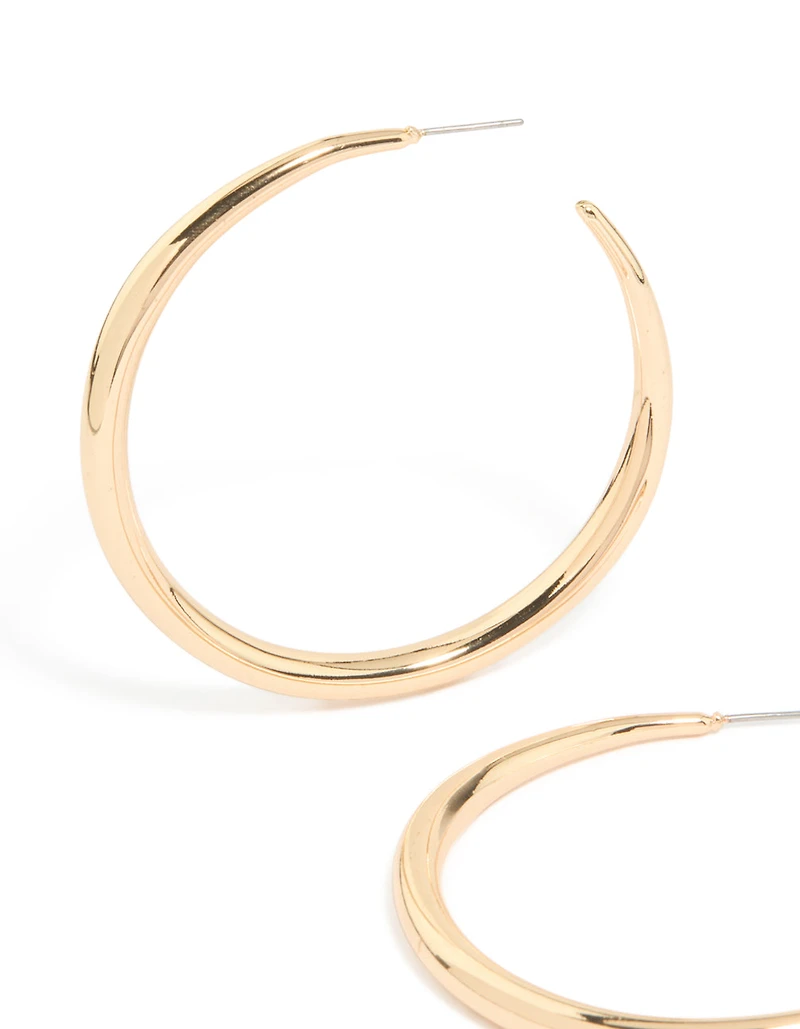 Gold Thin Plain Hoop Earrings
