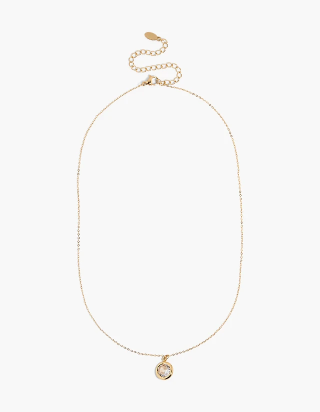 Waterproof Gold Plated Stainless Steel Fine Cubic Zirconia Slider Bezel Necklace
