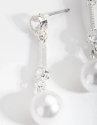 Silver Pearl Drop Earrings