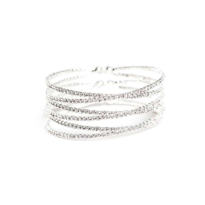 Silver Diamante Zig Zag Cuff