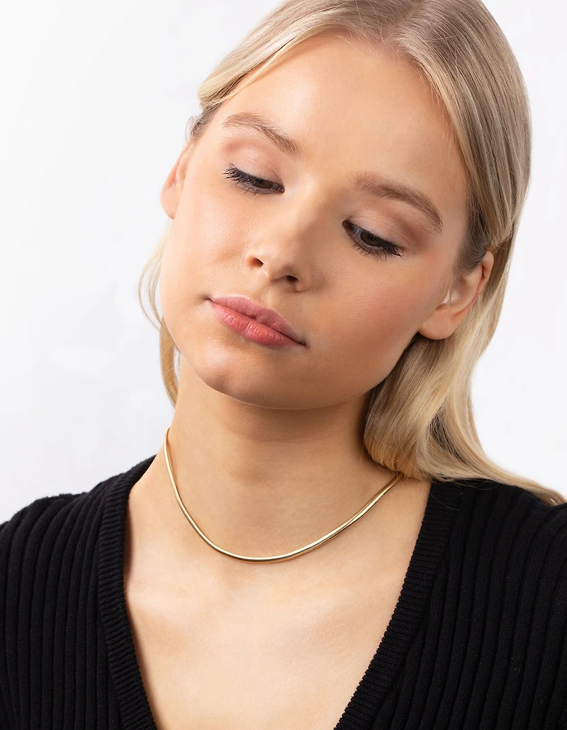 Real Gold Plated 35cm Flat Snake Necklace