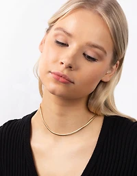 Real Gold Plated 35cm Flat Snake Necklace