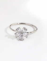 Anneau de marguerite en cubique à rhodium