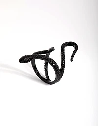 Matte Black Etched Swirl Snake Ring