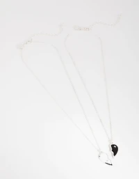 Silver Black & White Half Yin Yang Necklace Pack